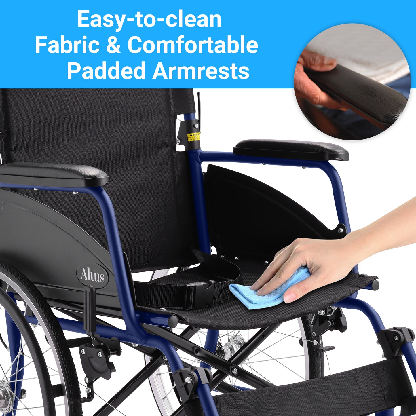 The seat uses easy-to-clean fabric for hassle-free maintenance.Padded armrests add comfort, reducing fatigue during extended use.