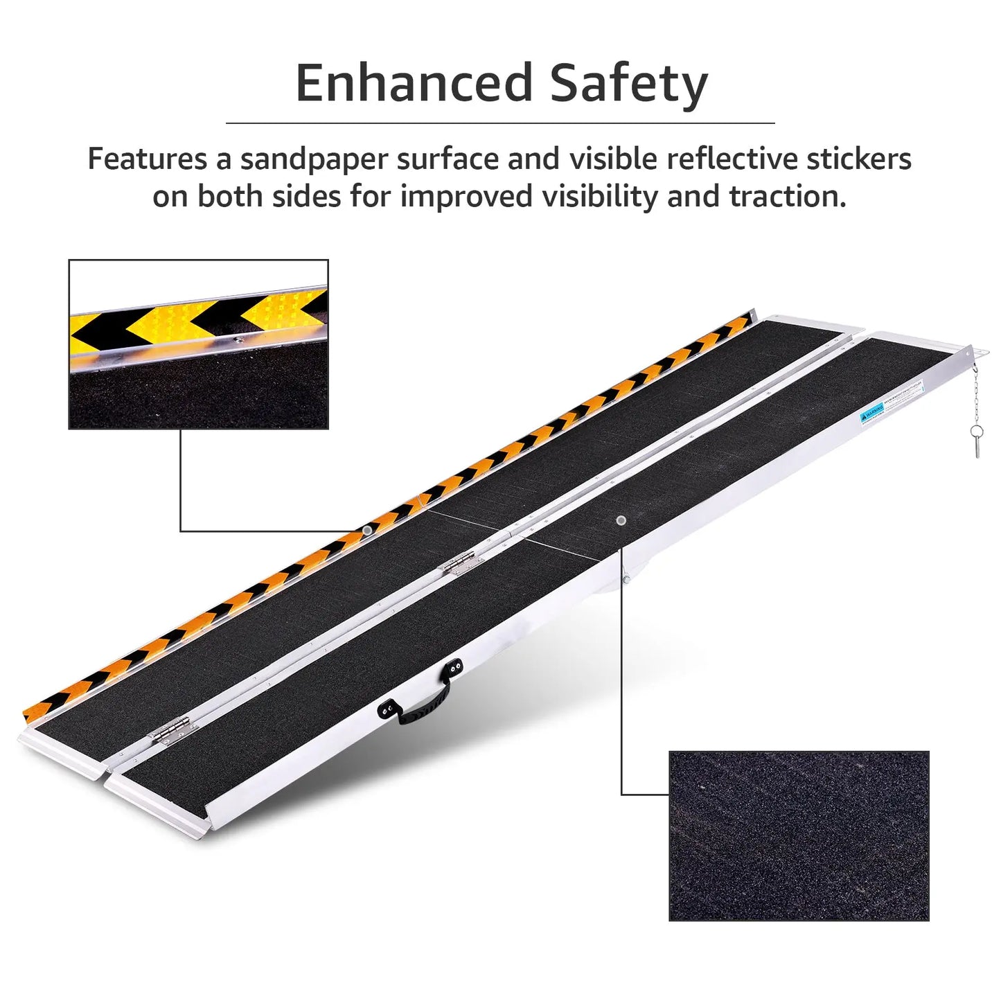 Altus 6-Foot Aluminum Ramp for Wheelchairs, showing full length, suitable for steps and outdoor use.