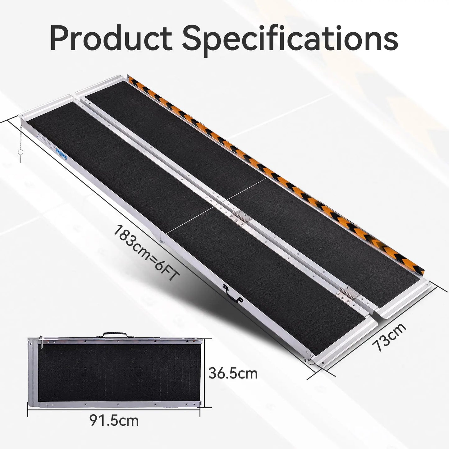 Side view of Altus Portable Ramp illustrating the easy-fold mechanism for quick setup and takedown.