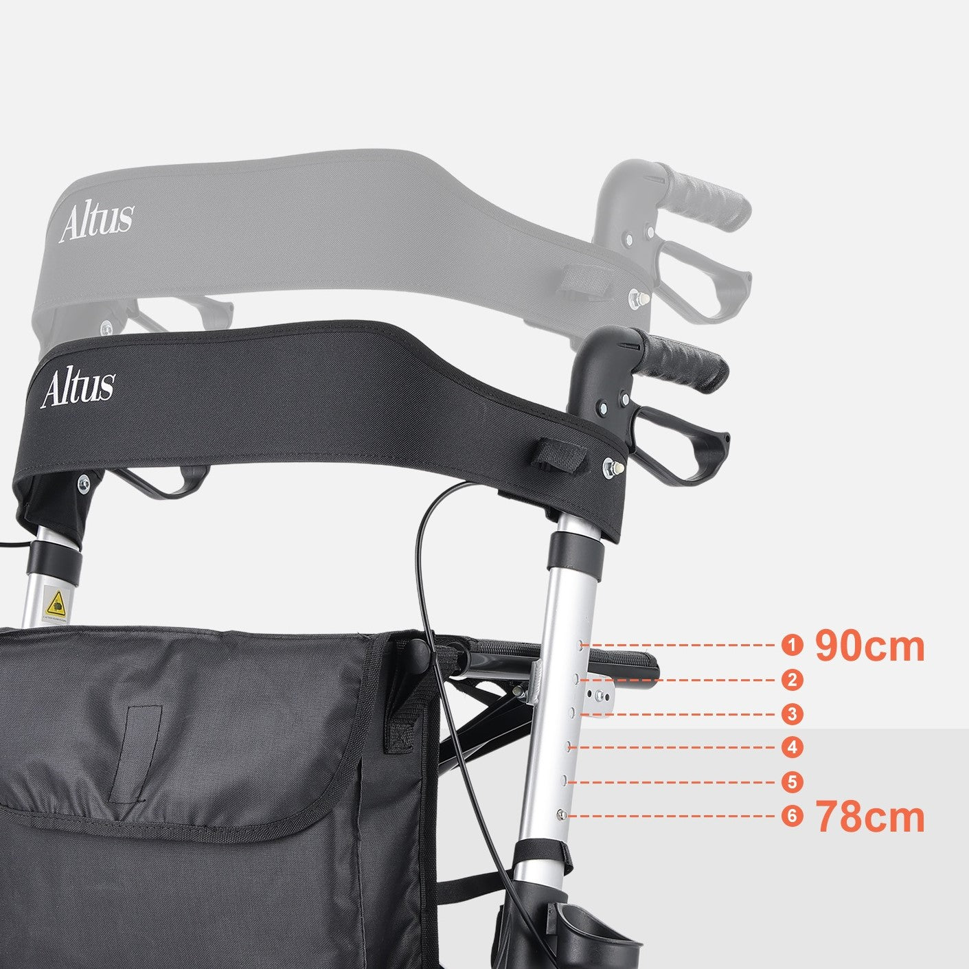Altus 滚动助行器 移动辅助助行器 带座椅垫扶手靠背 Euro Walker 银色