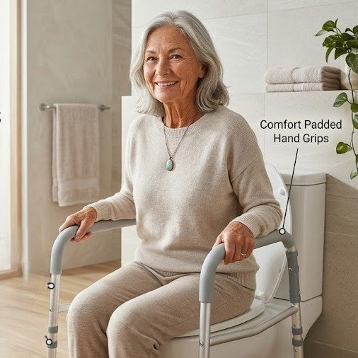 Altus Adjustable Toilet Safety Rails Folding Toilet Riser with Handles