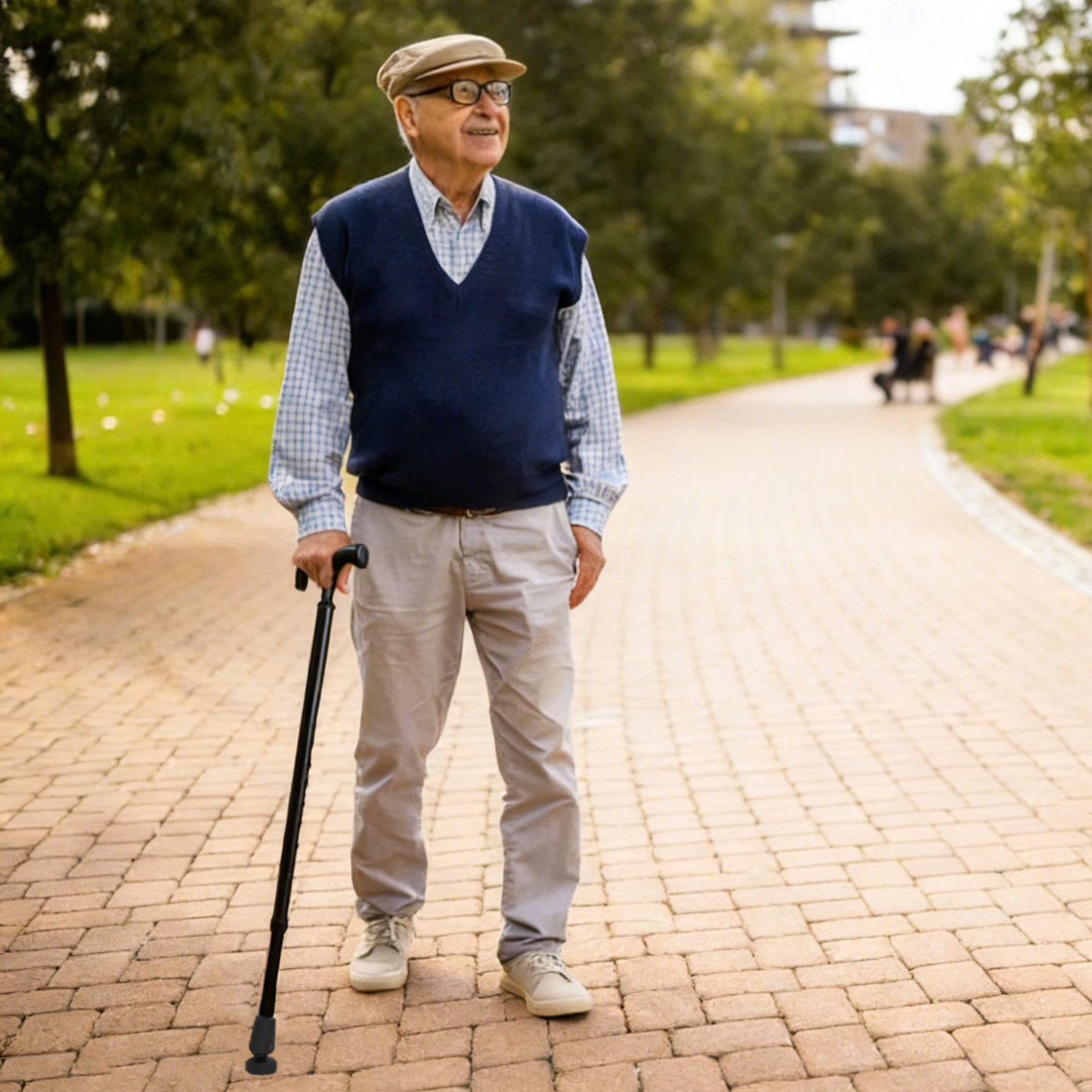 Altus Adjustable Aluminum Walking Cane with 360° Rotating Stability Base