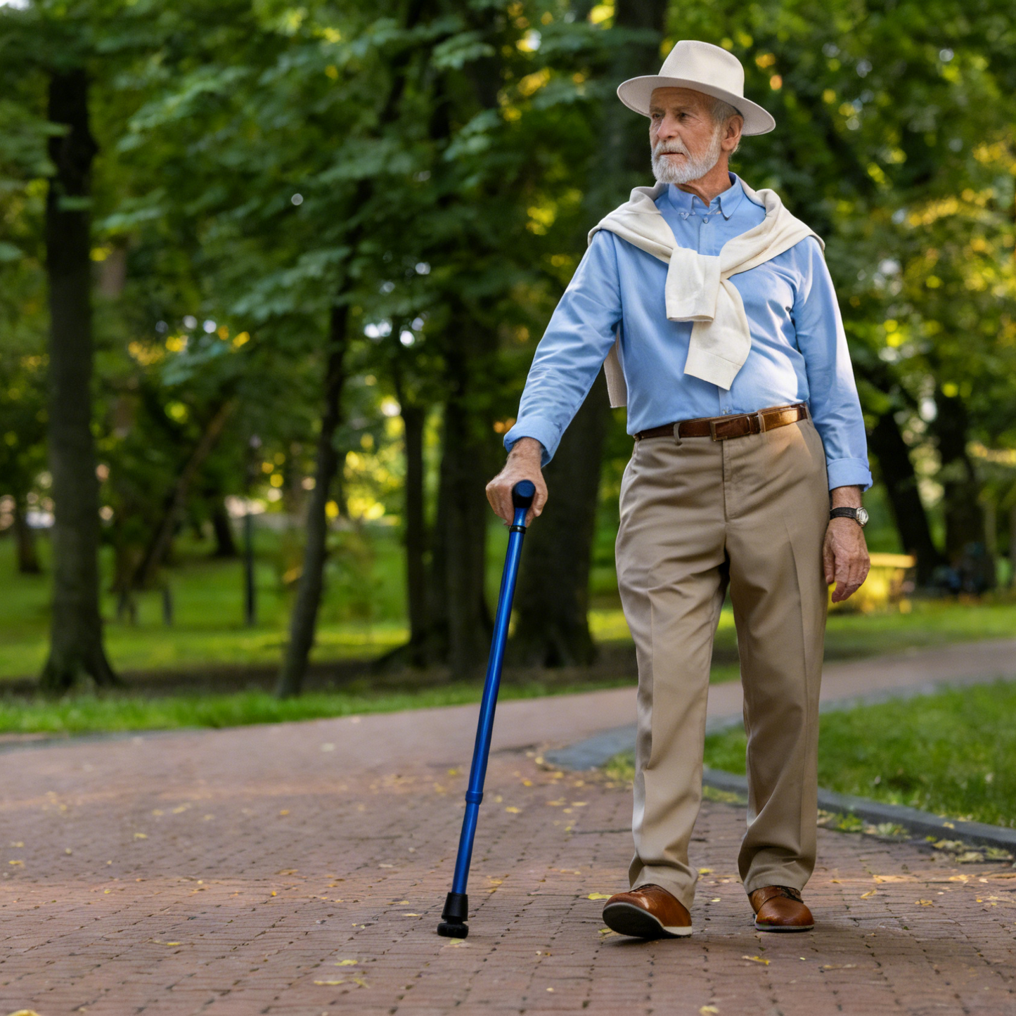 Altus Adjustable Aluminum Walking Cane with 360° Rotating Stability Base