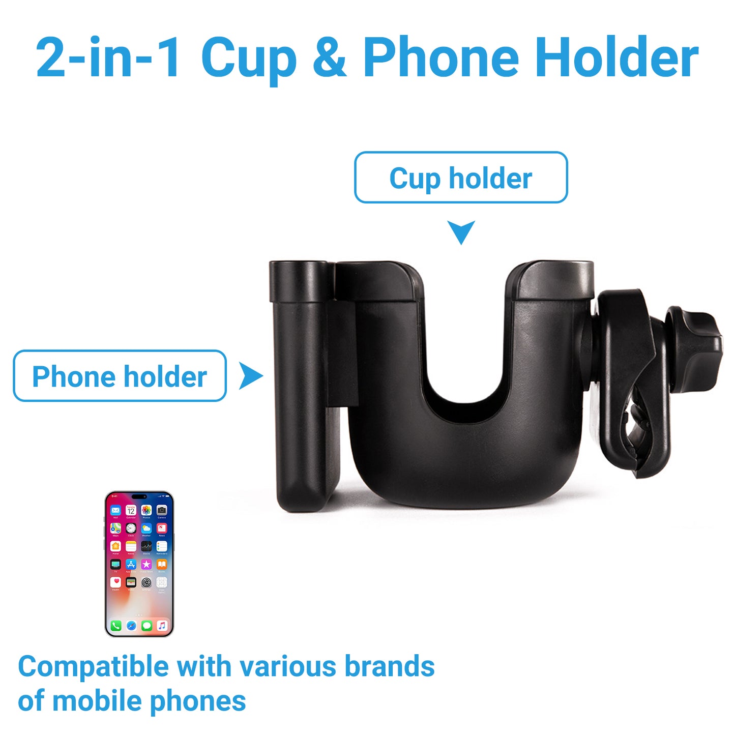 Altus Universal Cup Holder with Phone Mount