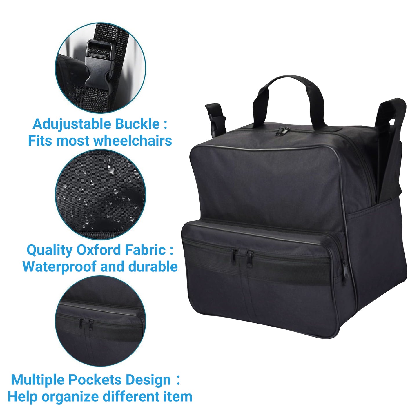 Altus Premium Waterproof Nylon Wheelchair Bag Large Storage