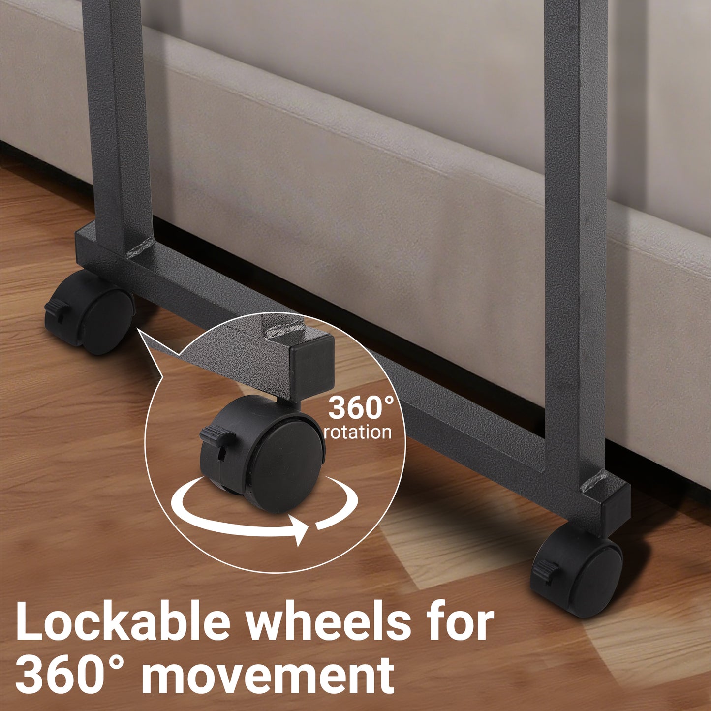 Altus Adjustable Overbed Table with Wheels Long Laptop Desk Walnut