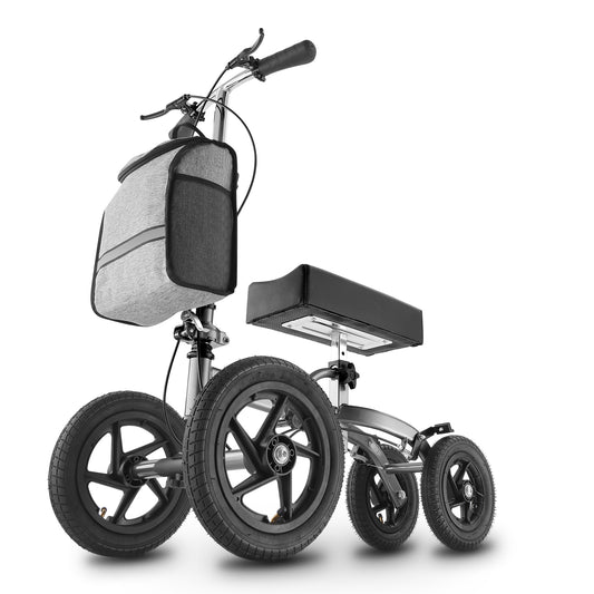 Altus Bariatric Knee Scooter Walker Foldable All-terrain Pneumatic Tires - Titanium