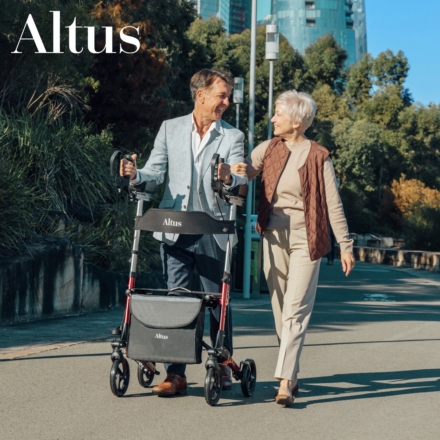 Altus Premium Upright Rollator with Forearm Support and Seat