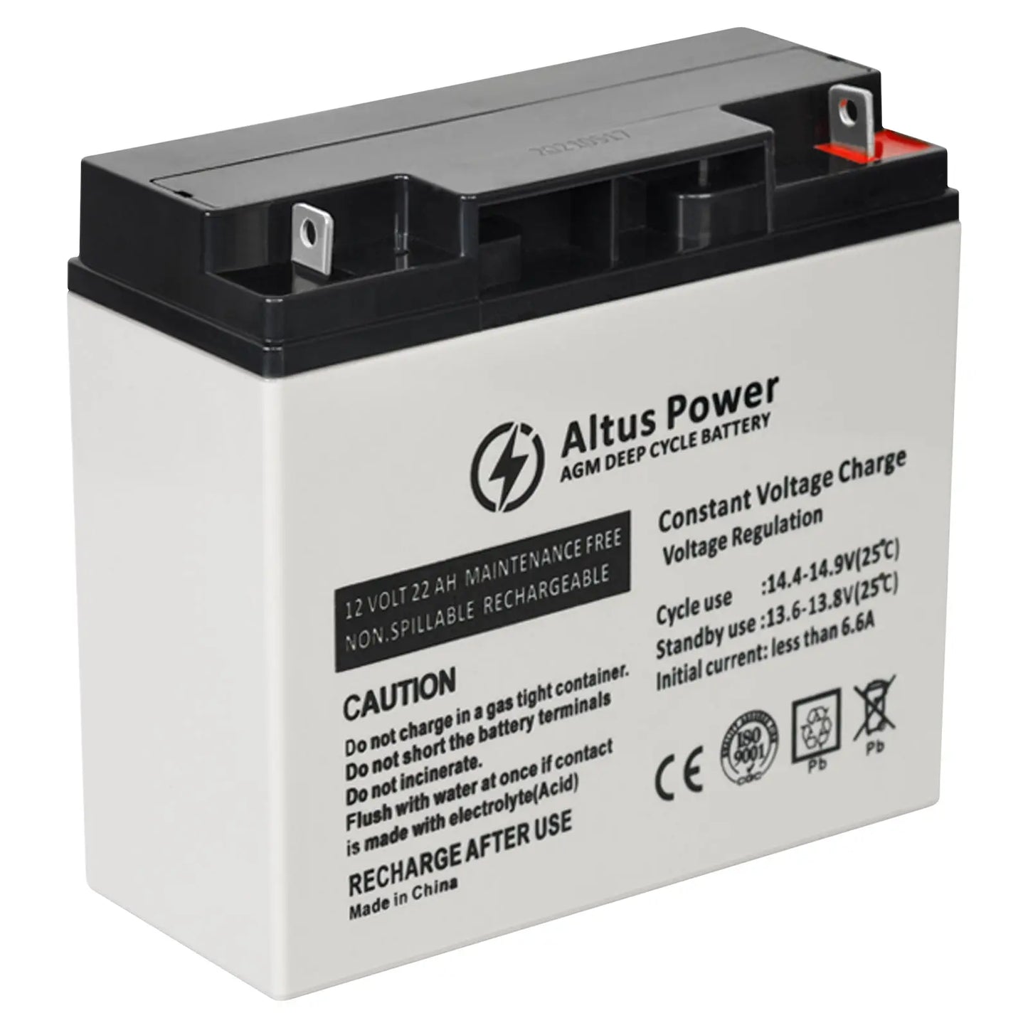 Basic Product Image - A plain image of the Altus 12V 22ah AGM Deep Cycle Battery