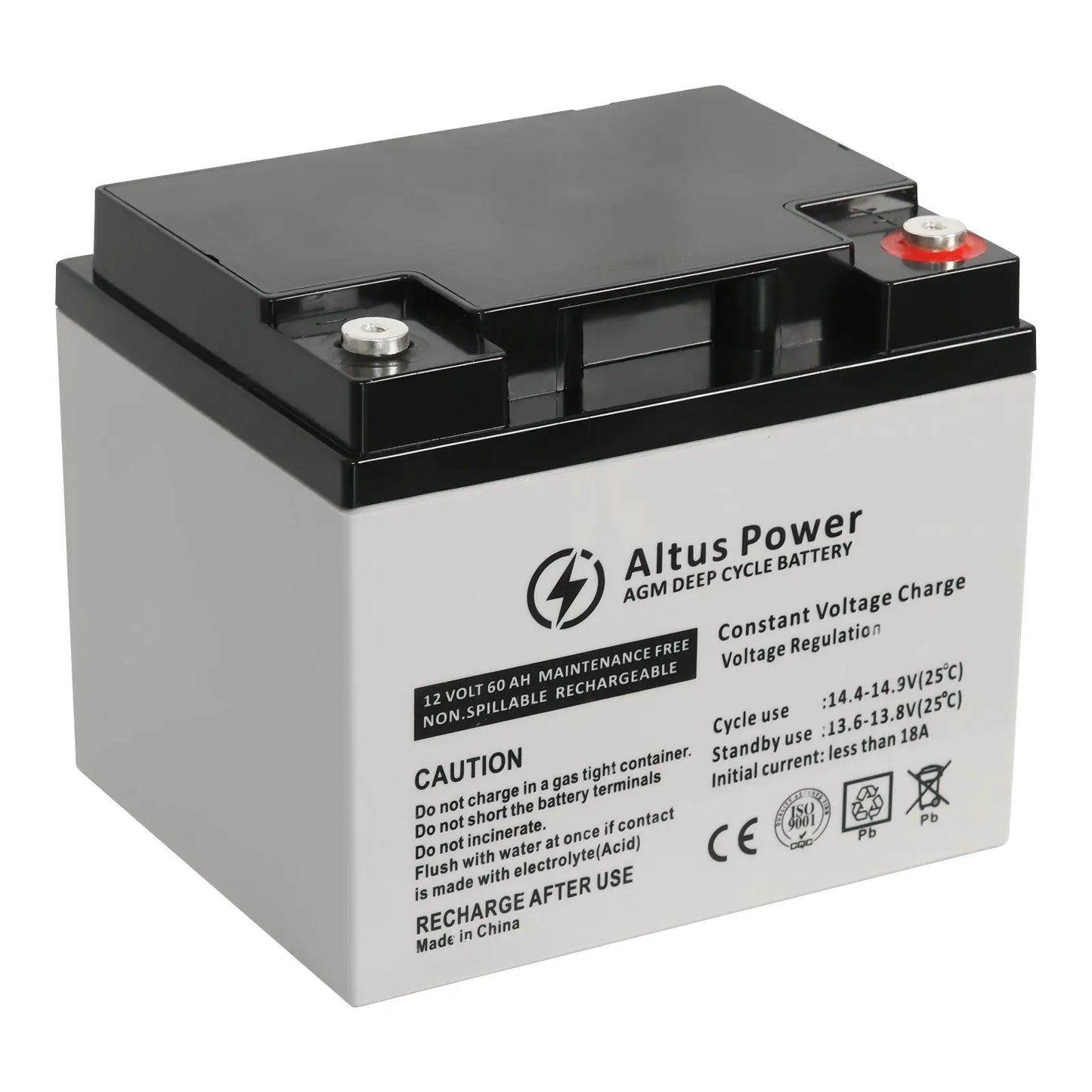 Basic Product Image - A plain image of the Altus 12V 60ah AGM Deep Cycle Battery