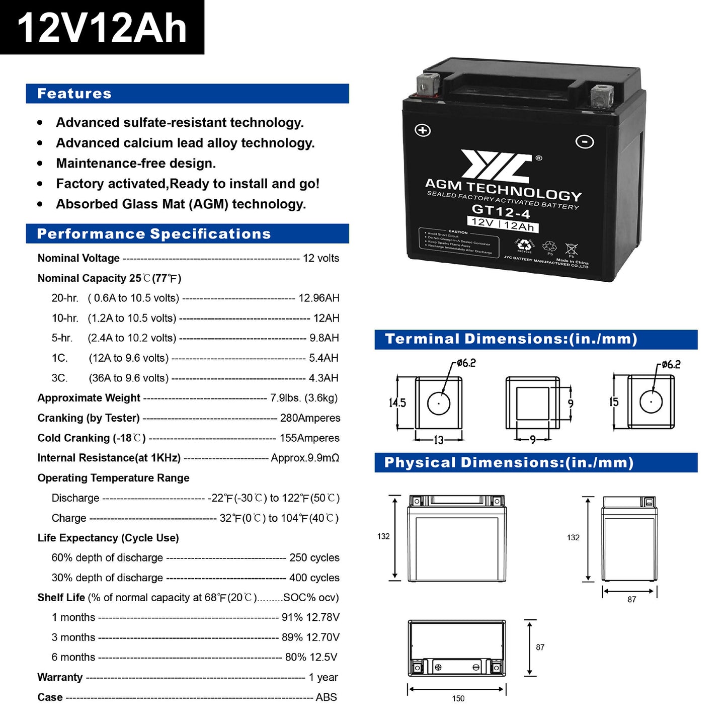 Altus 12V 12ah AGM Motorcycle Battery Deep Cycle SLA Lead Acid Battery