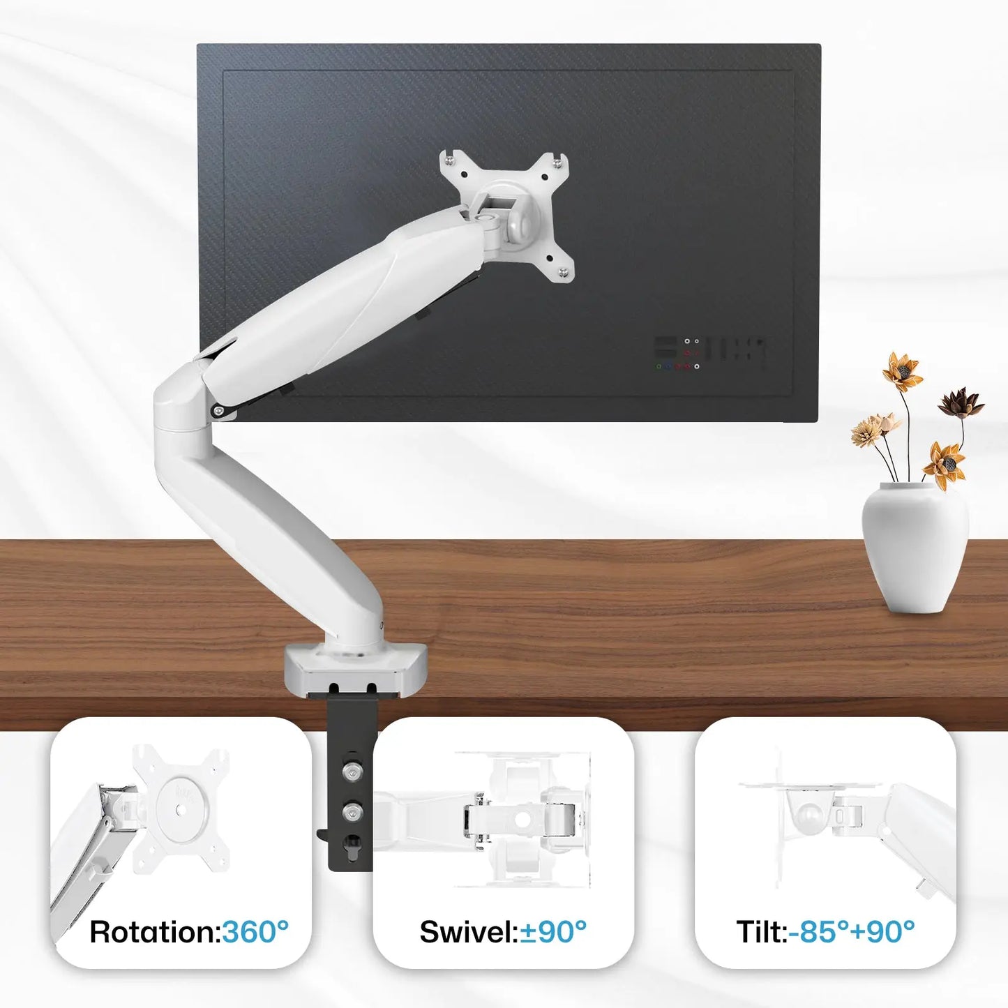 Single Monitor Desk Mount Adjustable Gas Spring Monitor Arm Support Max 27 Inch myaltus