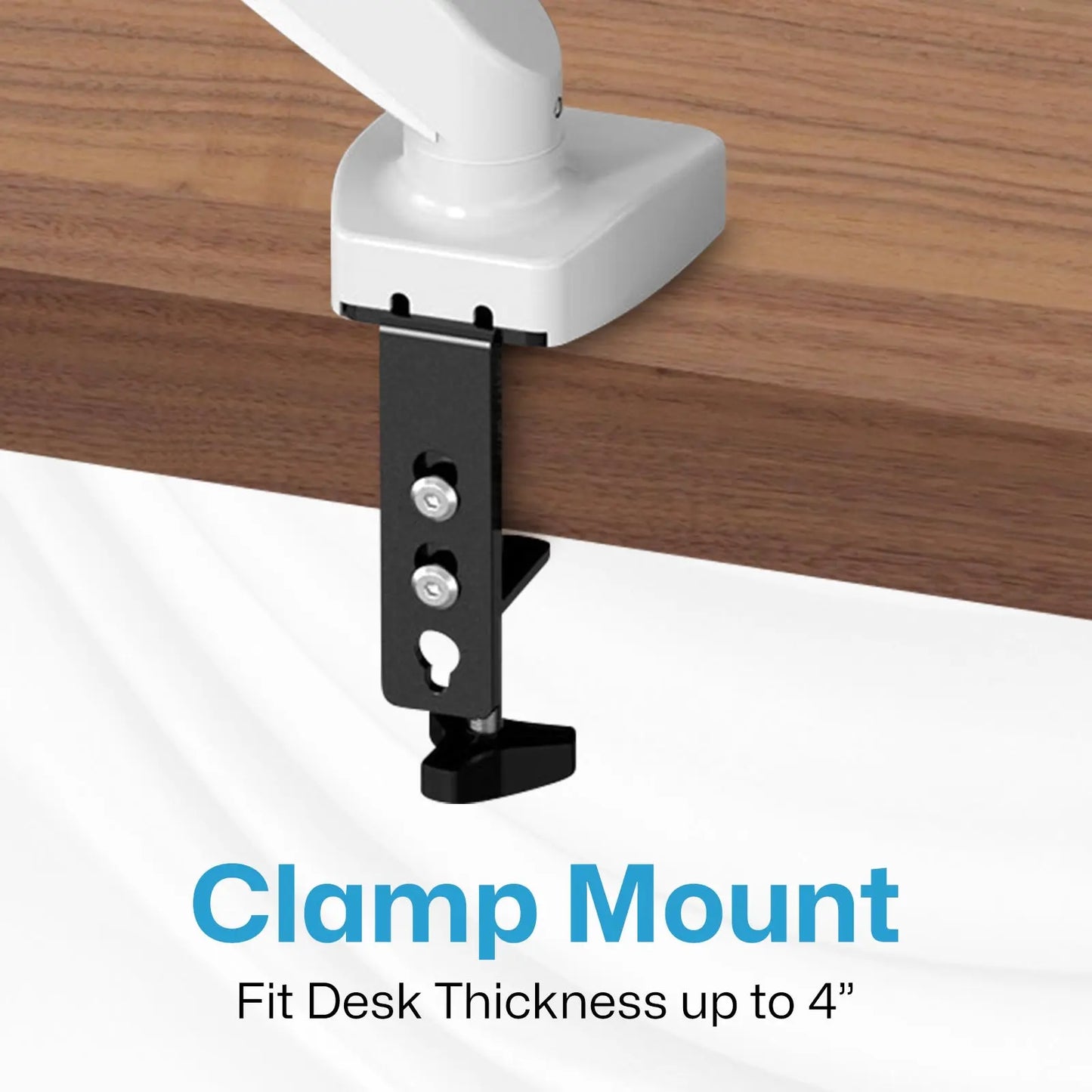 The image shows a gas spring monitor arm mounted on a desk. The arm supports a computer monitor, allowing for flexible adjustments in height and angle. The gas spring mechanism provides smooth and easy positioning. The monitor is attached using a VESA mount. The setup is designed to improve ergonomics and save desk space.