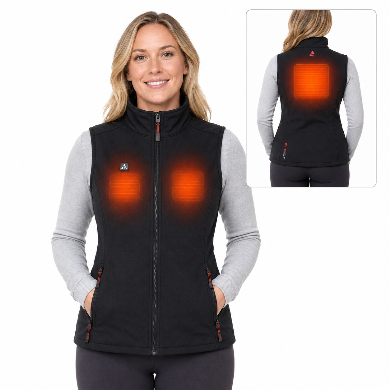 Altus Woman's Heated Vest with Rechargeable 10000mAh Battery - Black
