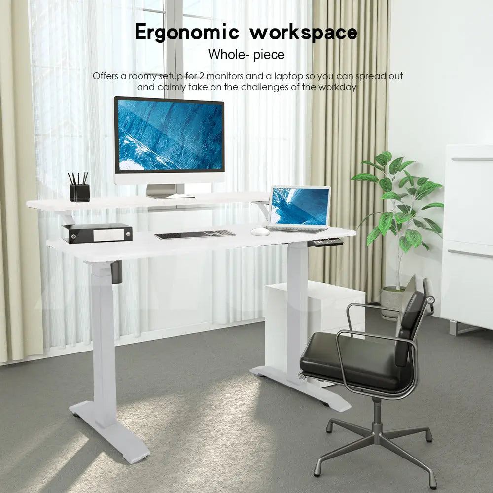 Altus 2 Tier Standing Desk Height Adjustable Motorised Electric Sit Stand Desk_White myaltus