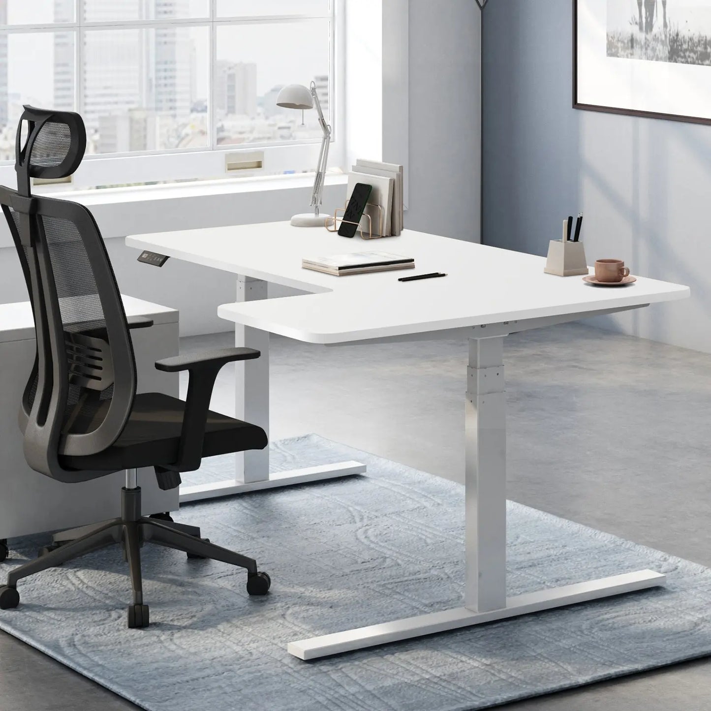Altus 1800mm Large electric height adjustable desk corner workstation myaltus