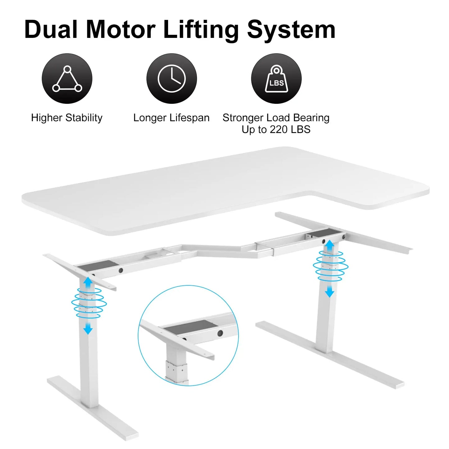 Altus 1800mm Large electric height adjustable desk corner workstation myaltus