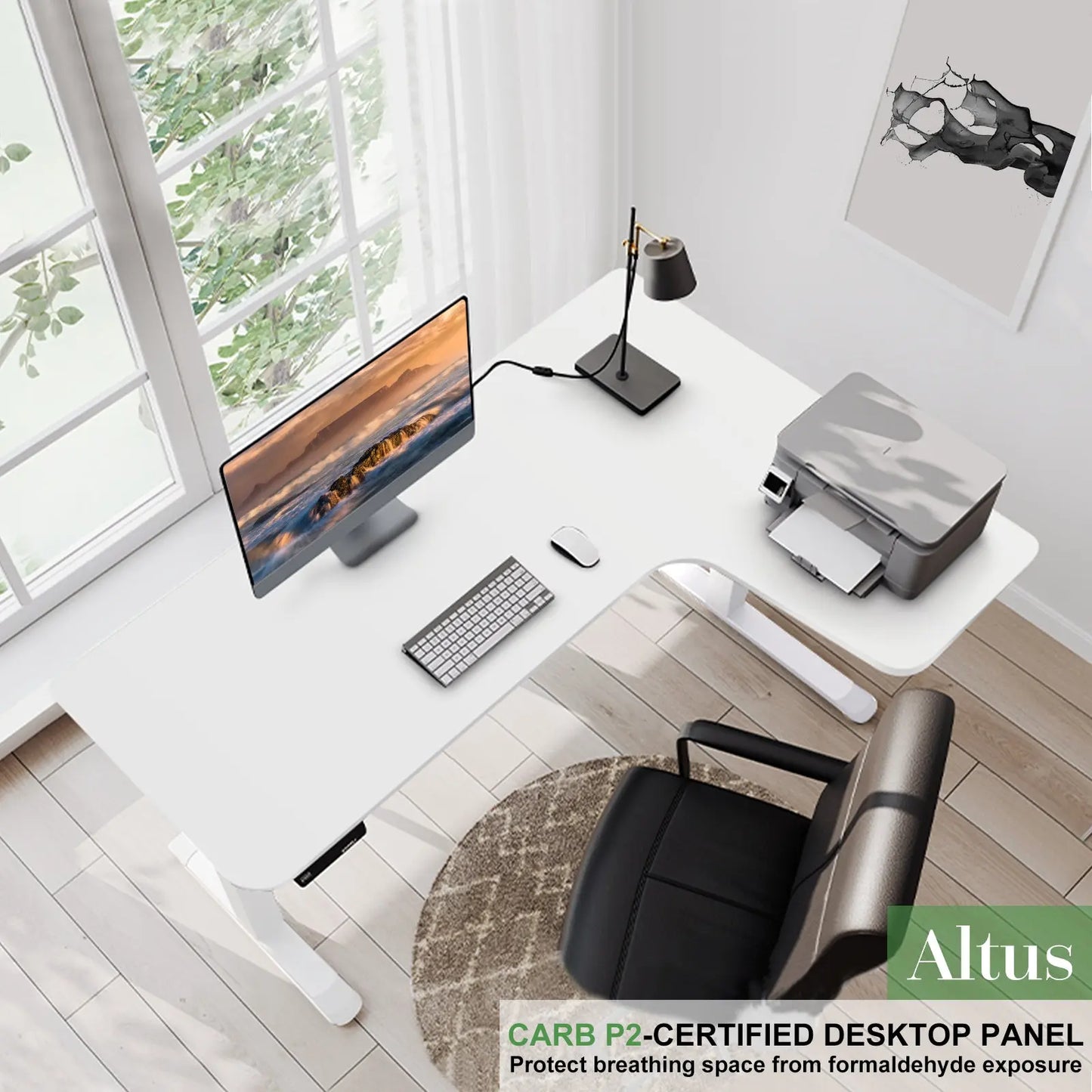 Altus 1800mm Large electric height adjustable desk corner workstation myaltus