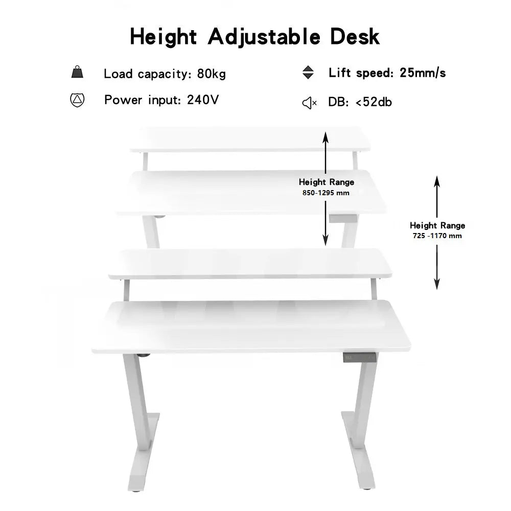 Altus 2 Tier Standing Desk Height Adjustable Motorised Electric Sit Stand Desk_White myaltus