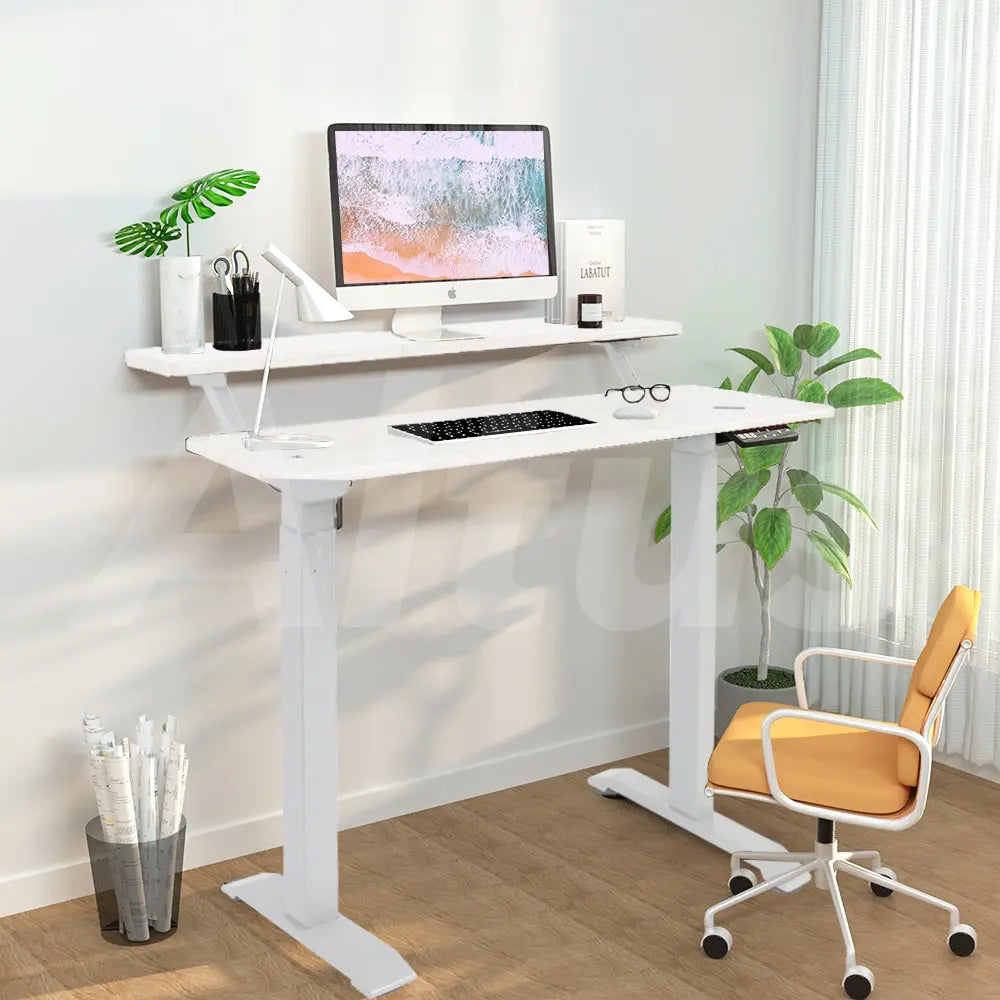Altus 2 Tier Standing Desk Height Adjustable Motorised Electric Sit Stand Desk_White myaltus