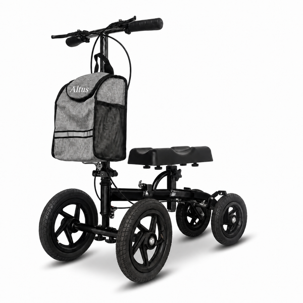 Altus Bariatric Knee Scooter Walker Foldable All-terrain Pneumatic Tires - Black