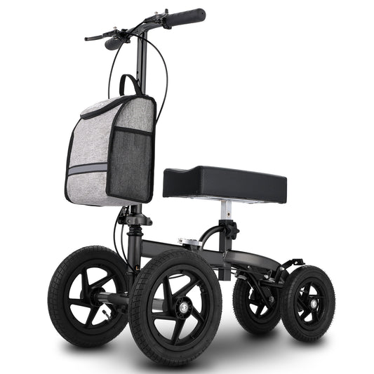 Altus Bariatric Knee Scooter Walker Foldable All-terrain Pneumatic Tires - Black