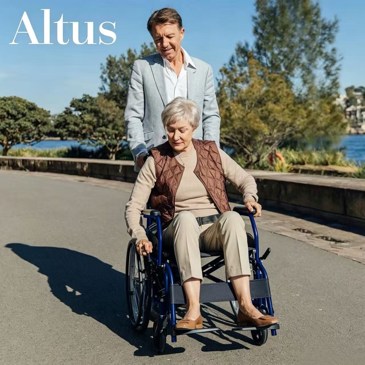 Altus 20 Inch Self-Propelled Folding Wheelchair – Blue