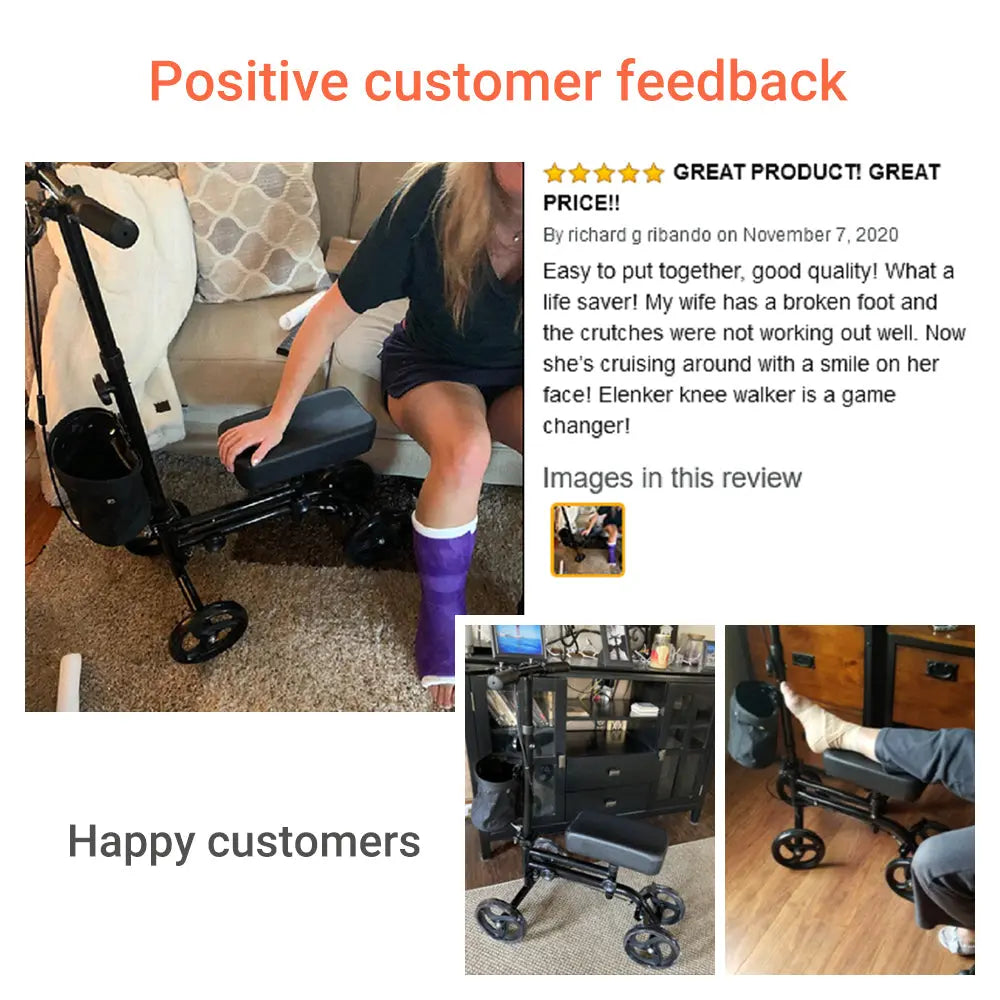 customer Feedback: Displays positive customer reviews and photos shared by users, indicating satisfaction with the product’s quality and functionality, which boosts potential buyers' confidence