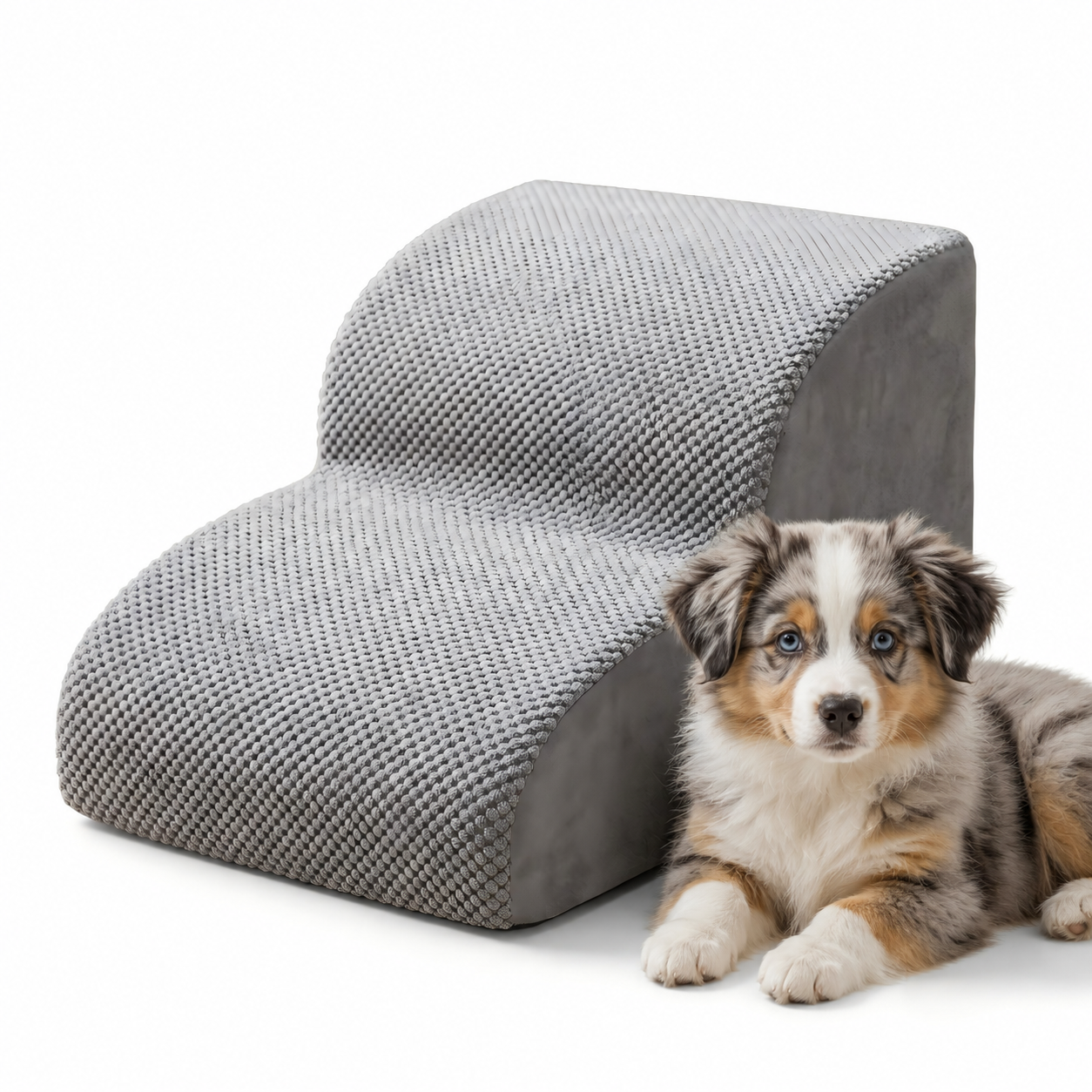 Altus 2-Step High-Density Foam Pet Stairs for Dogs & Cats Step Ramp - Dark Grey
