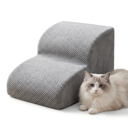 Altus 2-Step High-Density Foam Pet Stairs for Dogs & Cats Step Ramp - Dark Grey