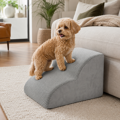 Altus 2-Step High-Density Foam Pet Stairs for Dogs & Cats Step Ramp - Dark Grey