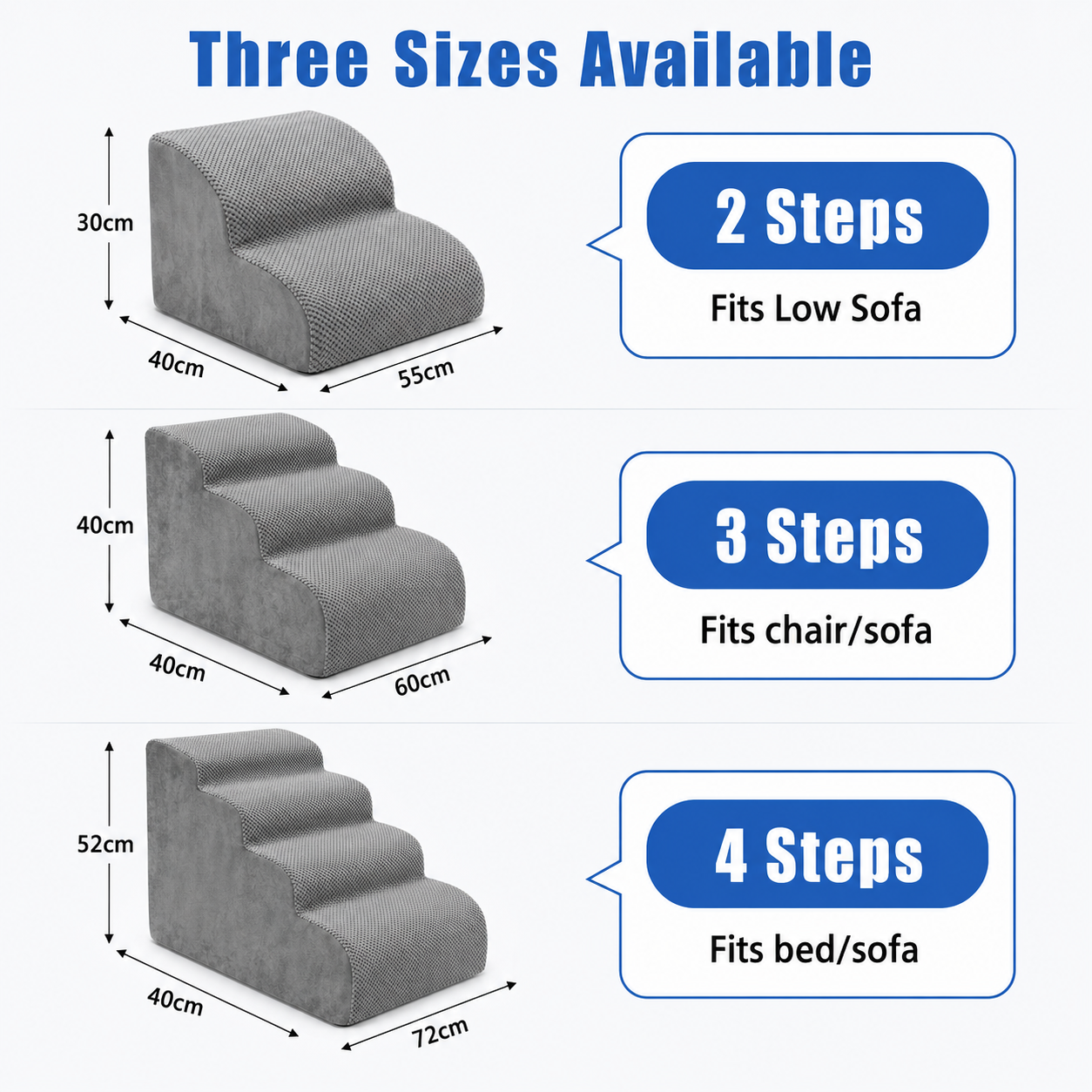 Altus 2-Step High-Density Foam Pet Stairs for Dogs & Cats Step Ramp - Dark Grey