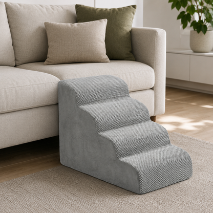 Altus 4-Step High-Density Foam Pet Stairs for Dogs & Cats - Dark Grey