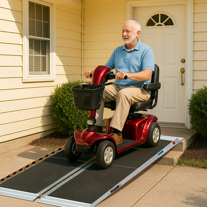 Easily access your home with our Altus portable wheelchair ramp. Designed for safety and stability, it’s perfect for mobility scooters and wheelchairs. 