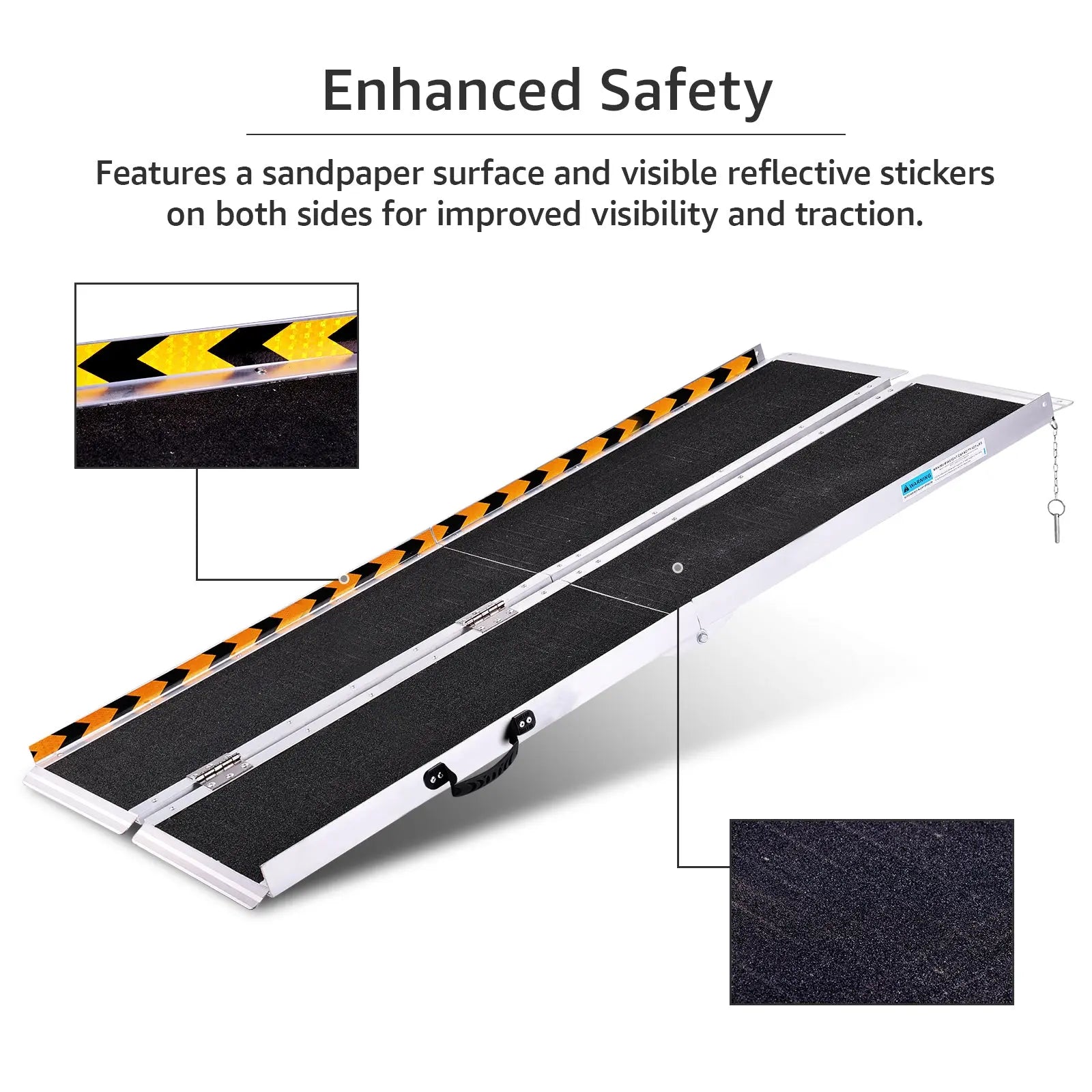 Altus 6-Foot Aluminum Ramp for Wheelchairs, showing full length, suitable for steps and outdoor use.