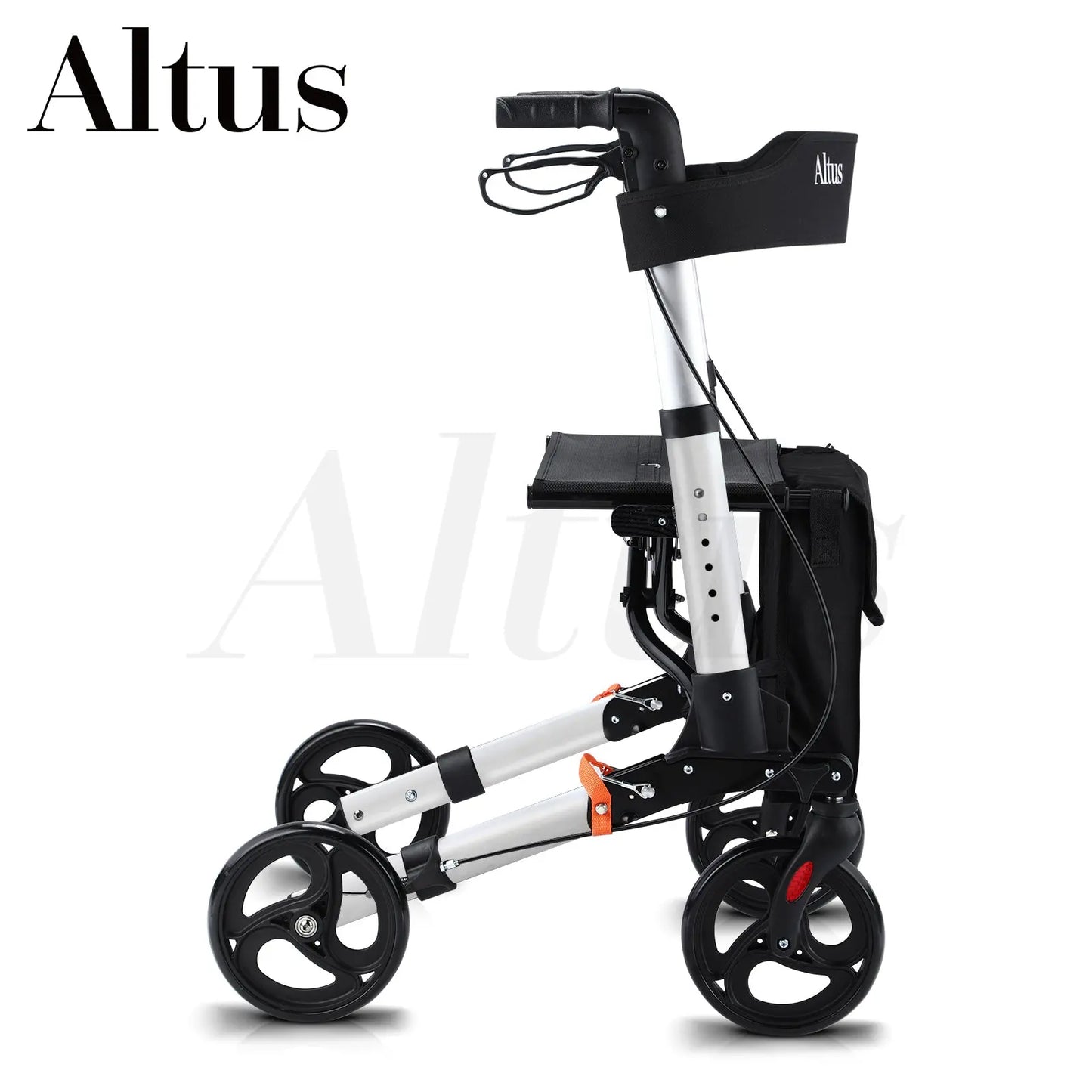 Altus Rolling Walker Mobility Aid Rollator with Seat Padded Armrest Backrest Euro Walker Silver myaltus