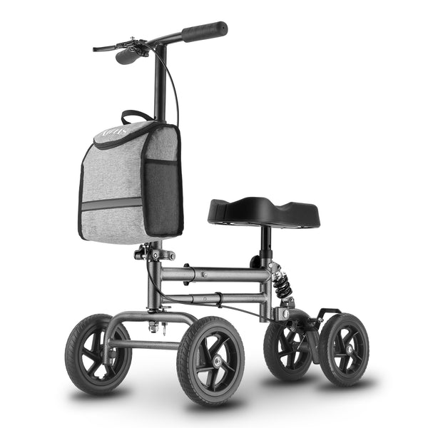 Altus Knee Scooter Walker with Shock Absorbing 8 Inch Wheels – Metallic