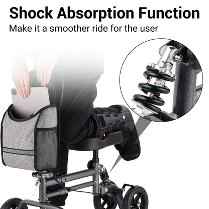 Altus Knee Scooter with built-in suspension shock absorber for a smoother ride, suitable for injury recovery mobility