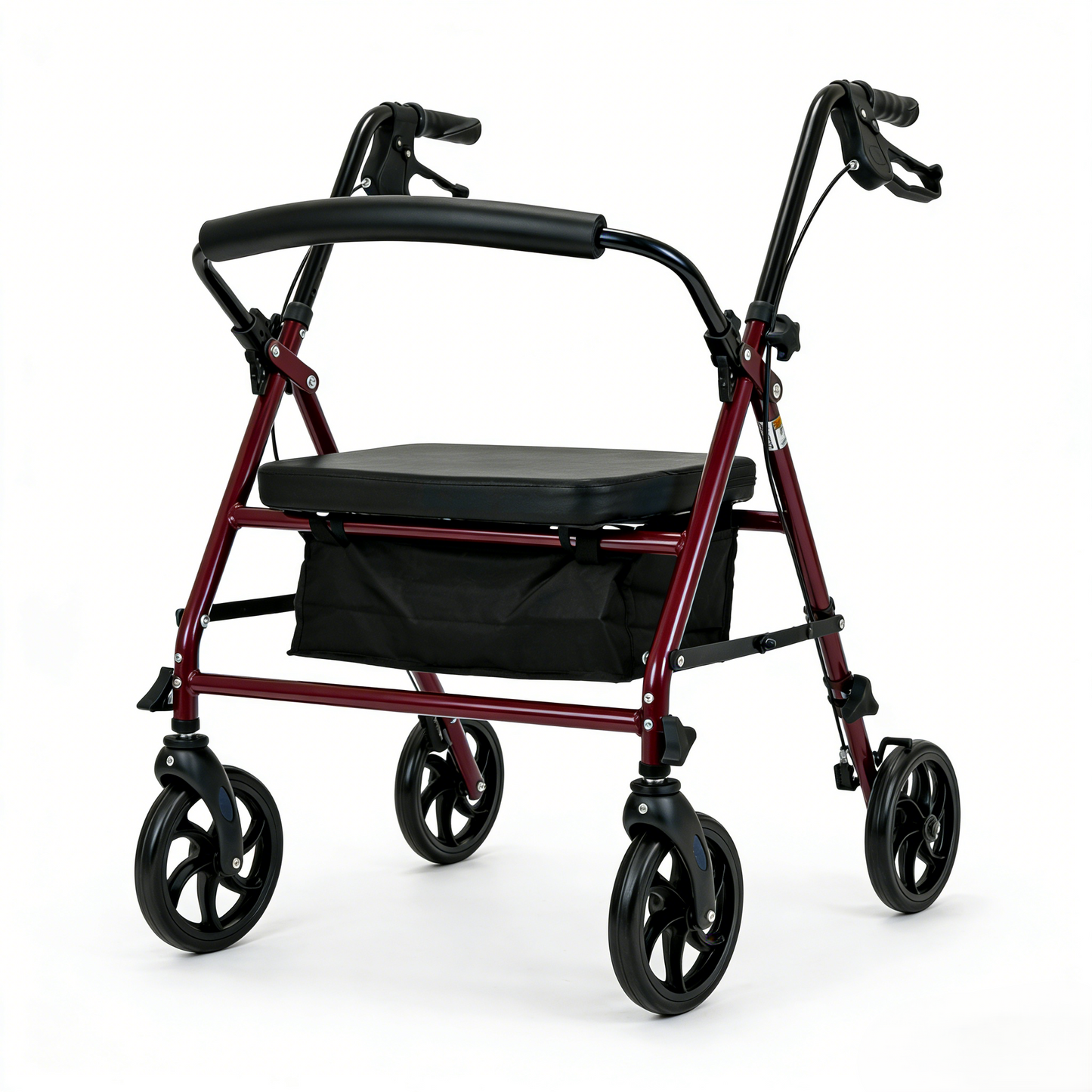 Altus Essential Compact Rollator Walker with Seat 4 Wheels Mobility Aid Red