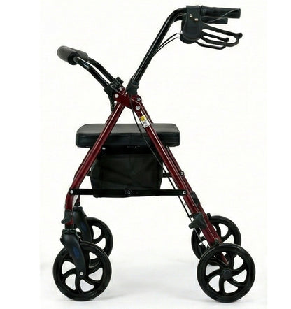 Altus Essential Compact Rollator Walker with Seat 4 Wheels Mobility Aid Red