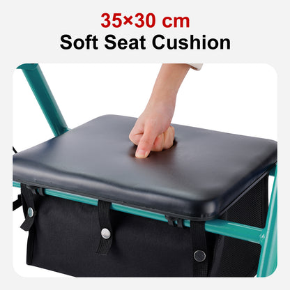 Altus Metro Mobility Walker With Seat & Padded Backrest - Deep Teal
