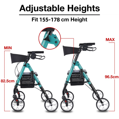 Altus Metro Mobility Walker With Seat & Padded Backrest - Deep Teal