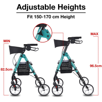 Altus Metro Mobility Walker With Seat & Padded Backrest - Deep Teal