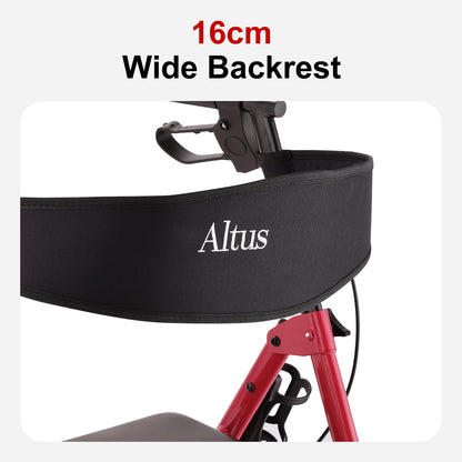 Altus 经典助行器 带座椅 助行器 高度可调 折叠 酒红色
