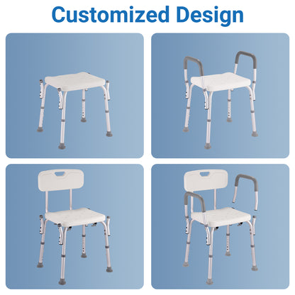 Altus Bathroom Shower Chair with Back Rest and Arm Aluminium Adjustable