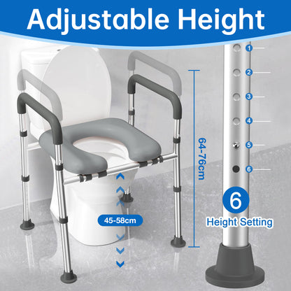 Altus Raised Toilet Seat Raiser Over Toilet Aid Padded Seat with Arm