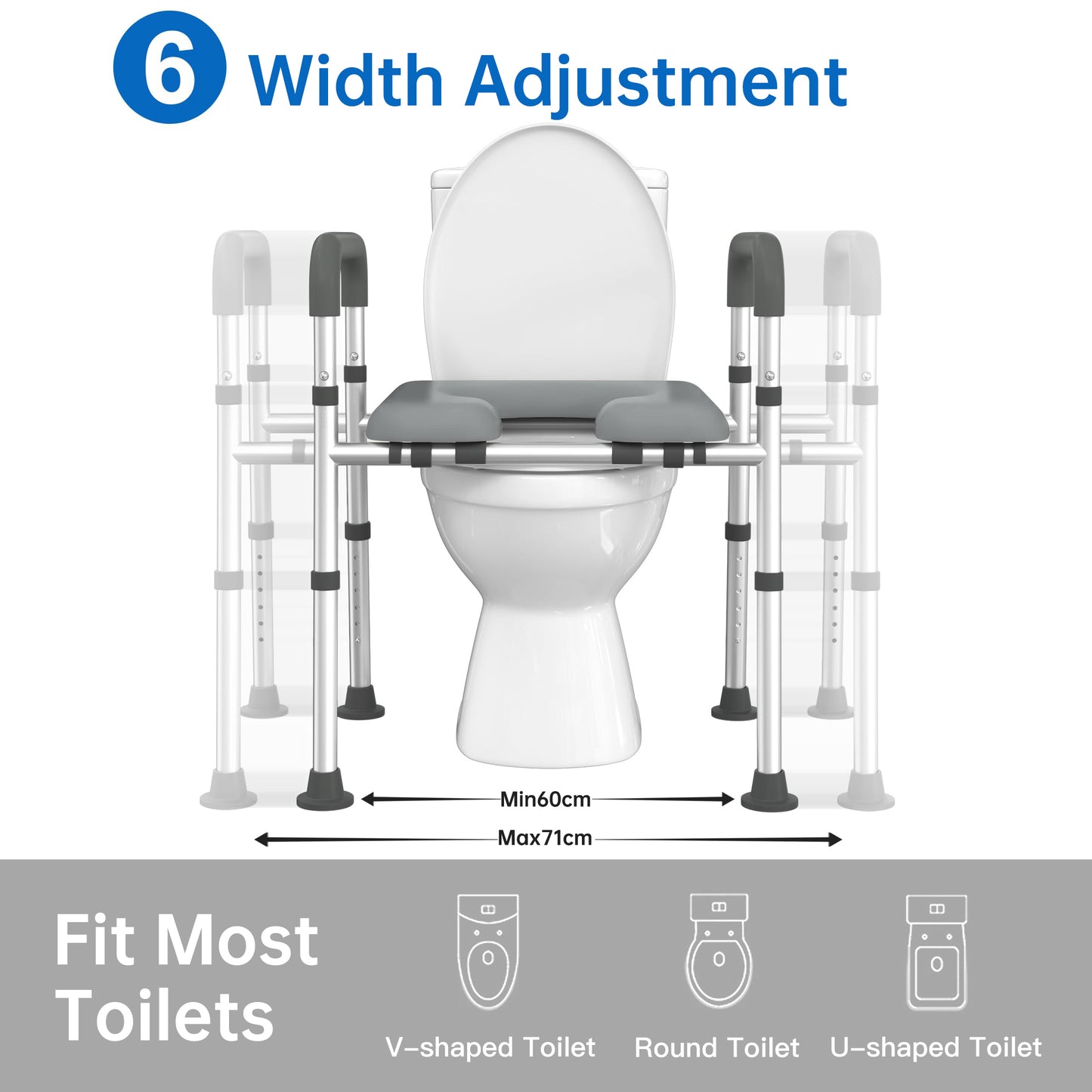 Altus Raised Toilet Seat Raiser Over Toilet Aid Padded Seat with Arm