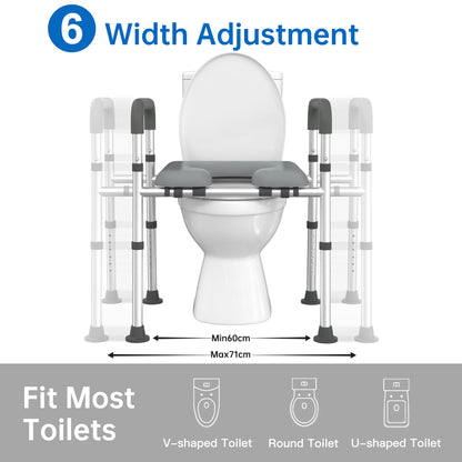 Altus Raised Toilet Seat Raiser Over Toilet Aid Padded Seat with Arm