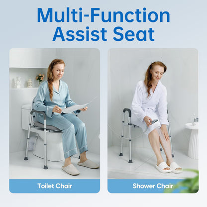 Altus Raised Toilet Seat Raiser Over Toilet Aid Padded Seat with Arm