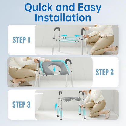 Altus Raised Toilet Seat Raiser Over Toilet Aid Padded Seat with Arm